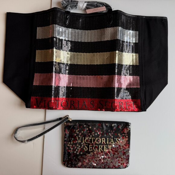 Victoria's Secret Multicolor Sequin Tote Bag and matching Clutch - Picture 3 of 16